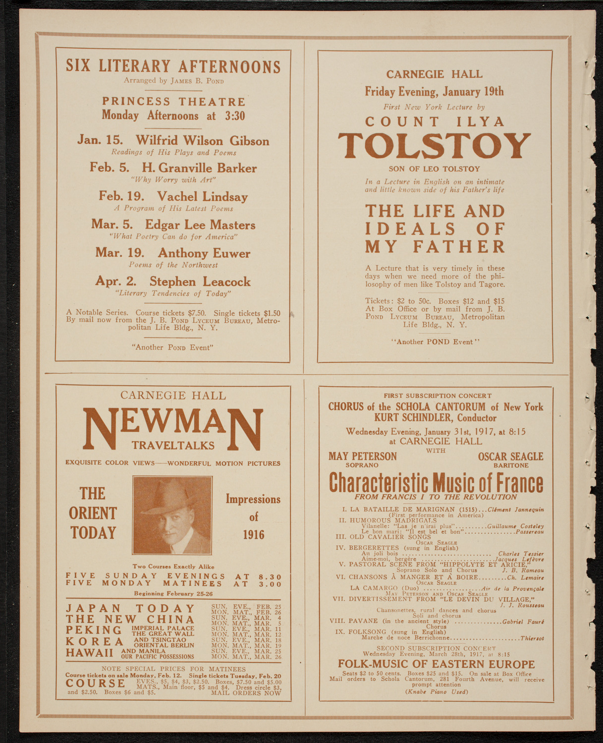 Singers Club of New York, January 15, 1917, program page 10