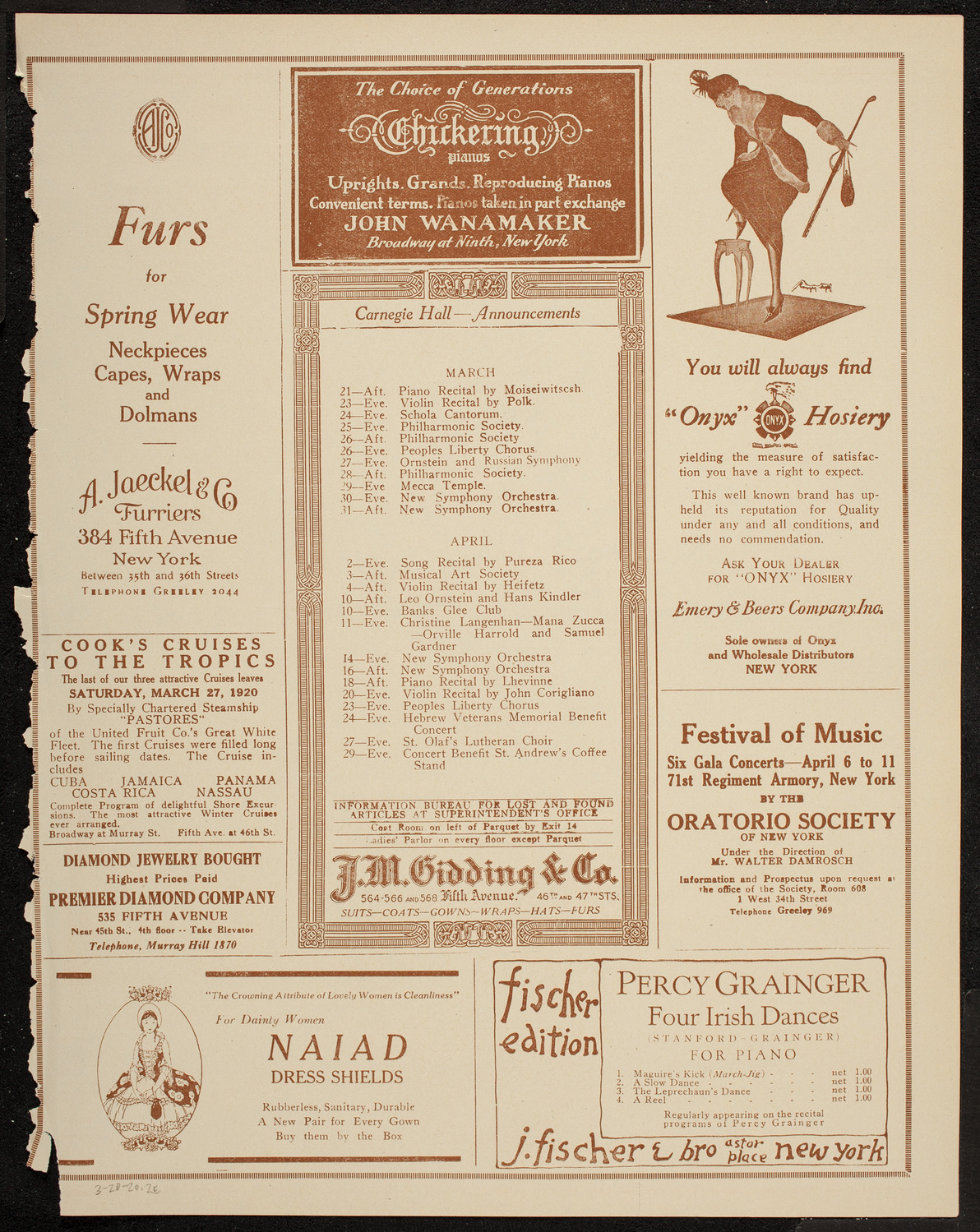 New York Symphony Orchestra, March 20, 1920, program page 3