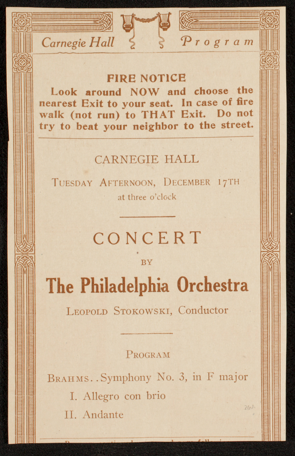 Philadelphia Orchestra, December 17, 1918, program page 1