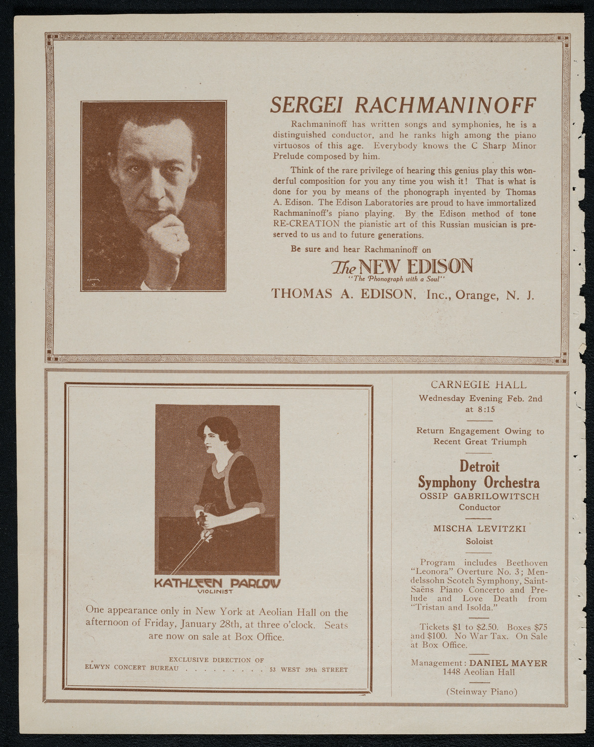 National Symphony Orchestra, January 20, 1921, program page 2