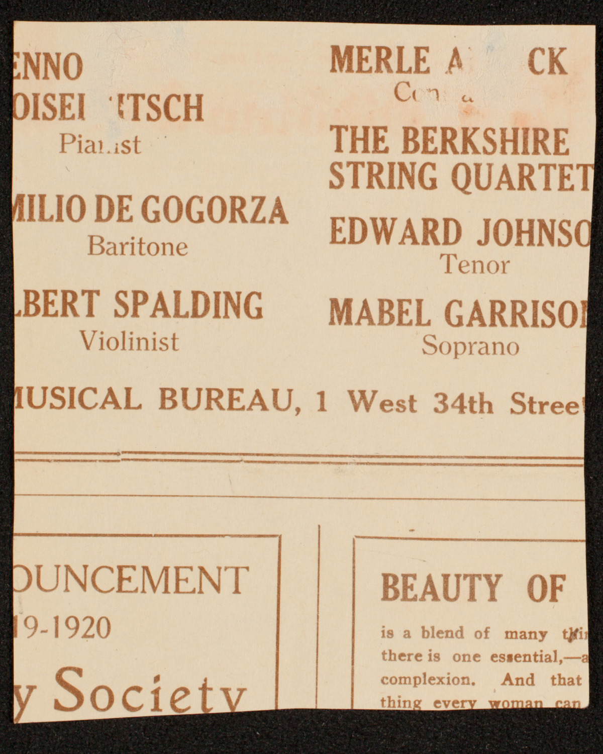 New Symphony Orchestra, May 1, 1919, program page 4