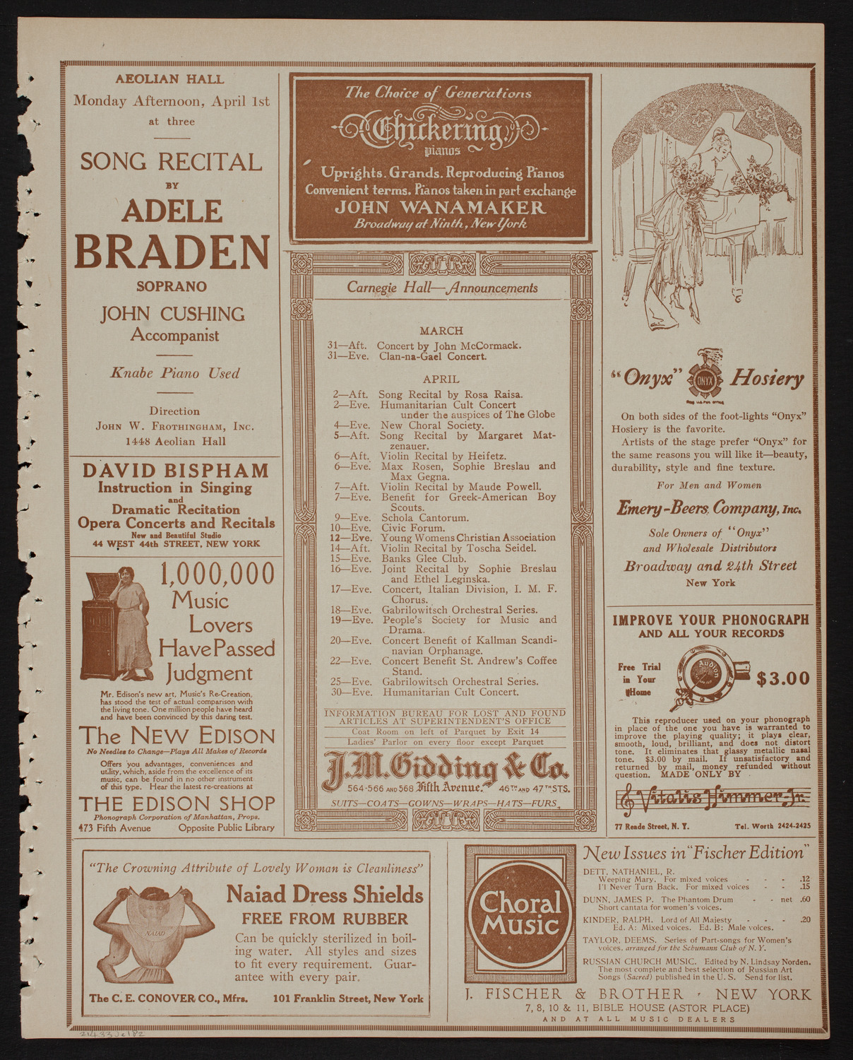 International Music Festival Chorus assisted by People's Choral Union, March 30, 1918, program page 3