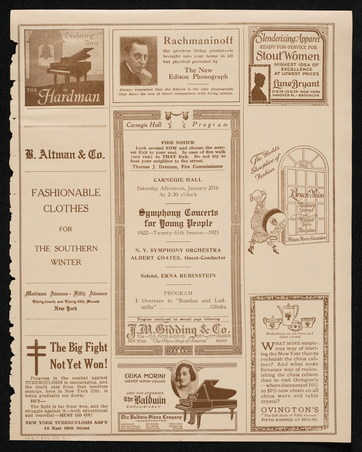 Symphony Concert for Young People, January 27, 1923, program page 5