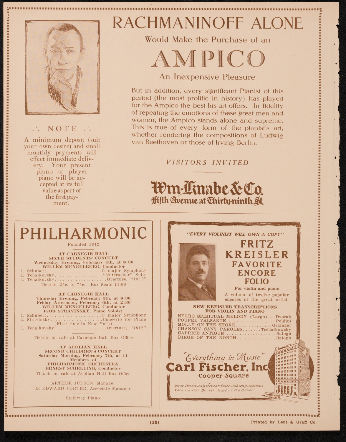 Max Rosen, Violin, February 3, 1925, program page 12