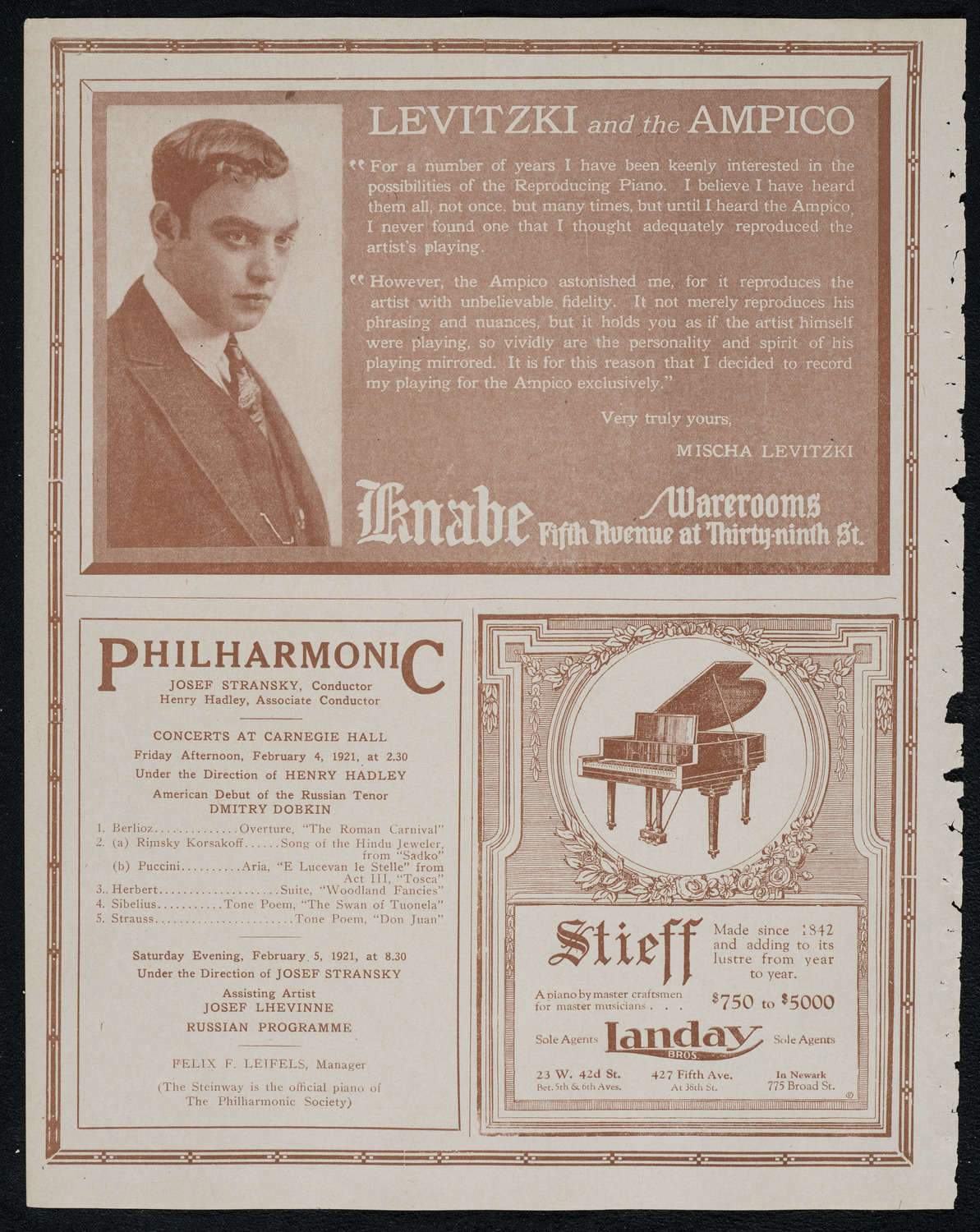 New York Philharmonic, January 30, 1921, program page 12