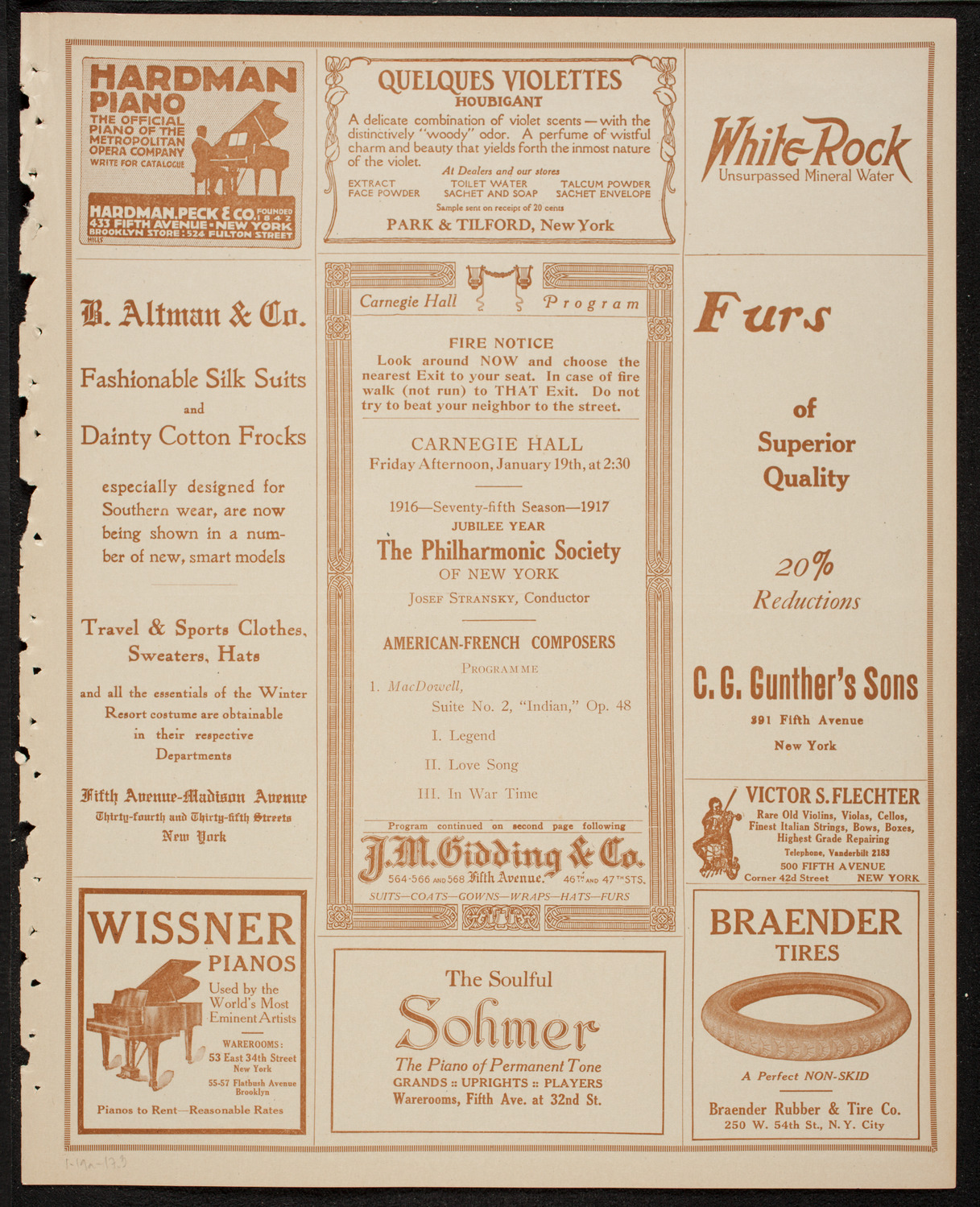 New York Philharmonic, January 19, 1917, program page 5