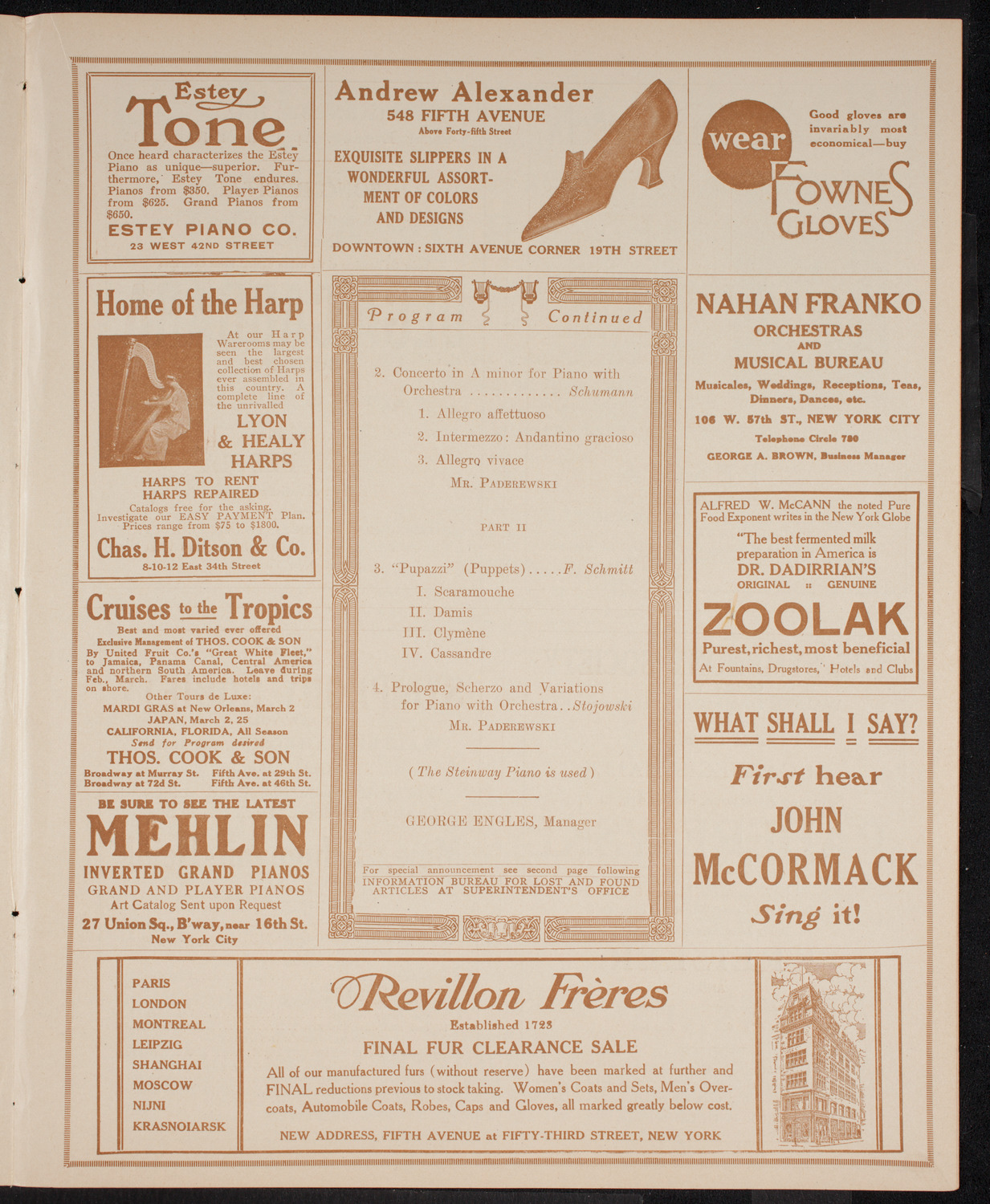New York Symphony Orchestra, March 4, 1916, program page 7