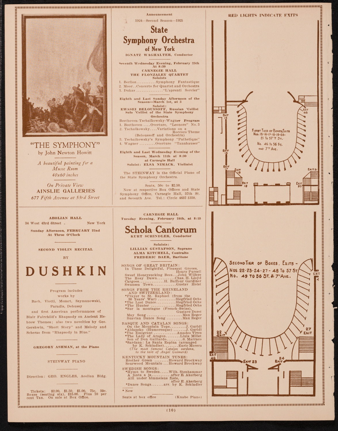 New York Philharmonic, February 20, 1925, program page 10