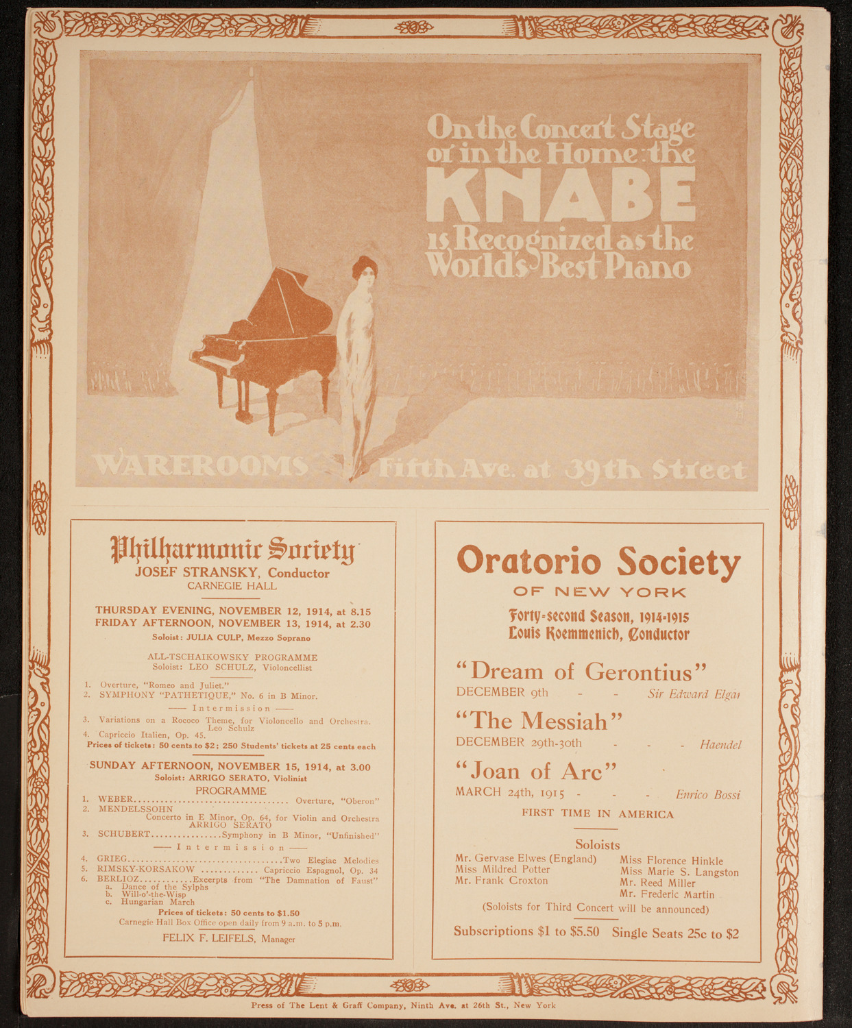 New York Philharmonic, October 30, 1914, program page 12