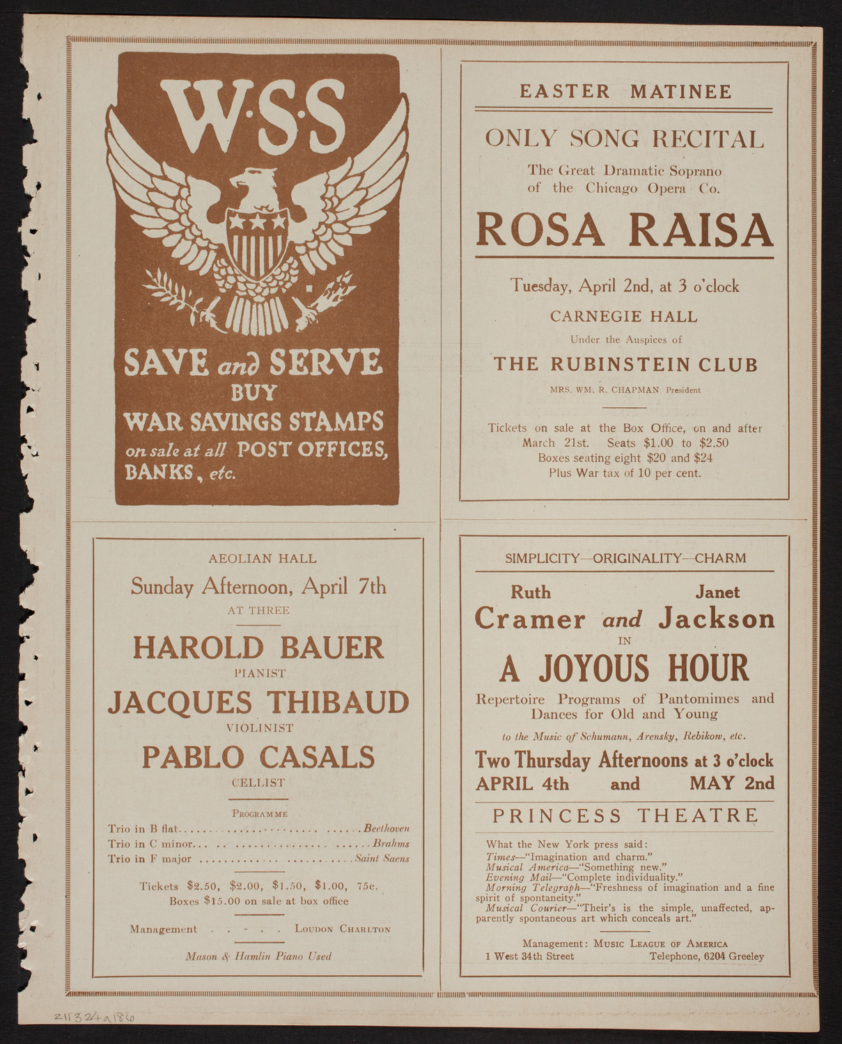 New York Philharmonic, March 24, 1918, program page 11