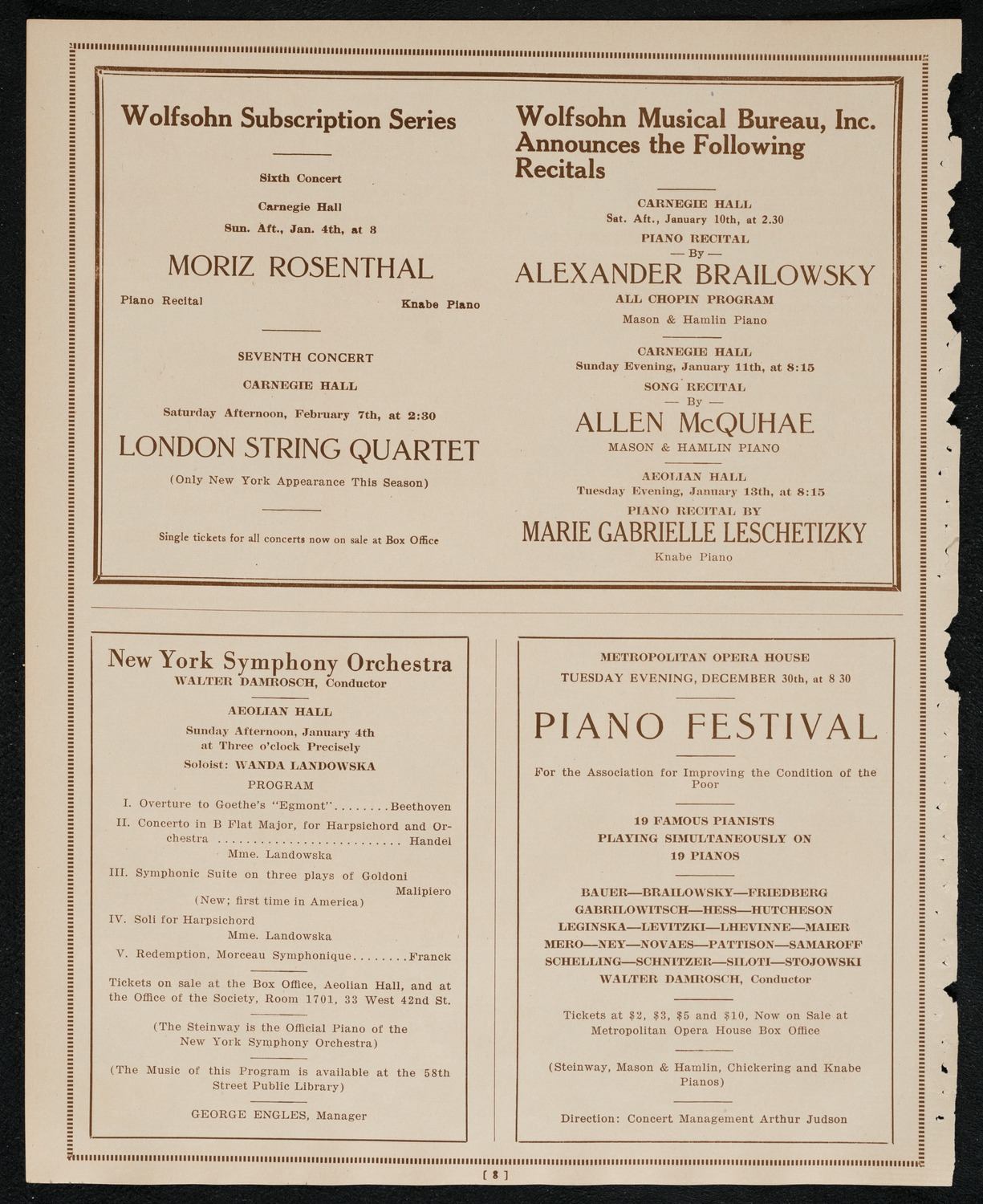 New York Philharmonic, December 28, 1924, program page 8