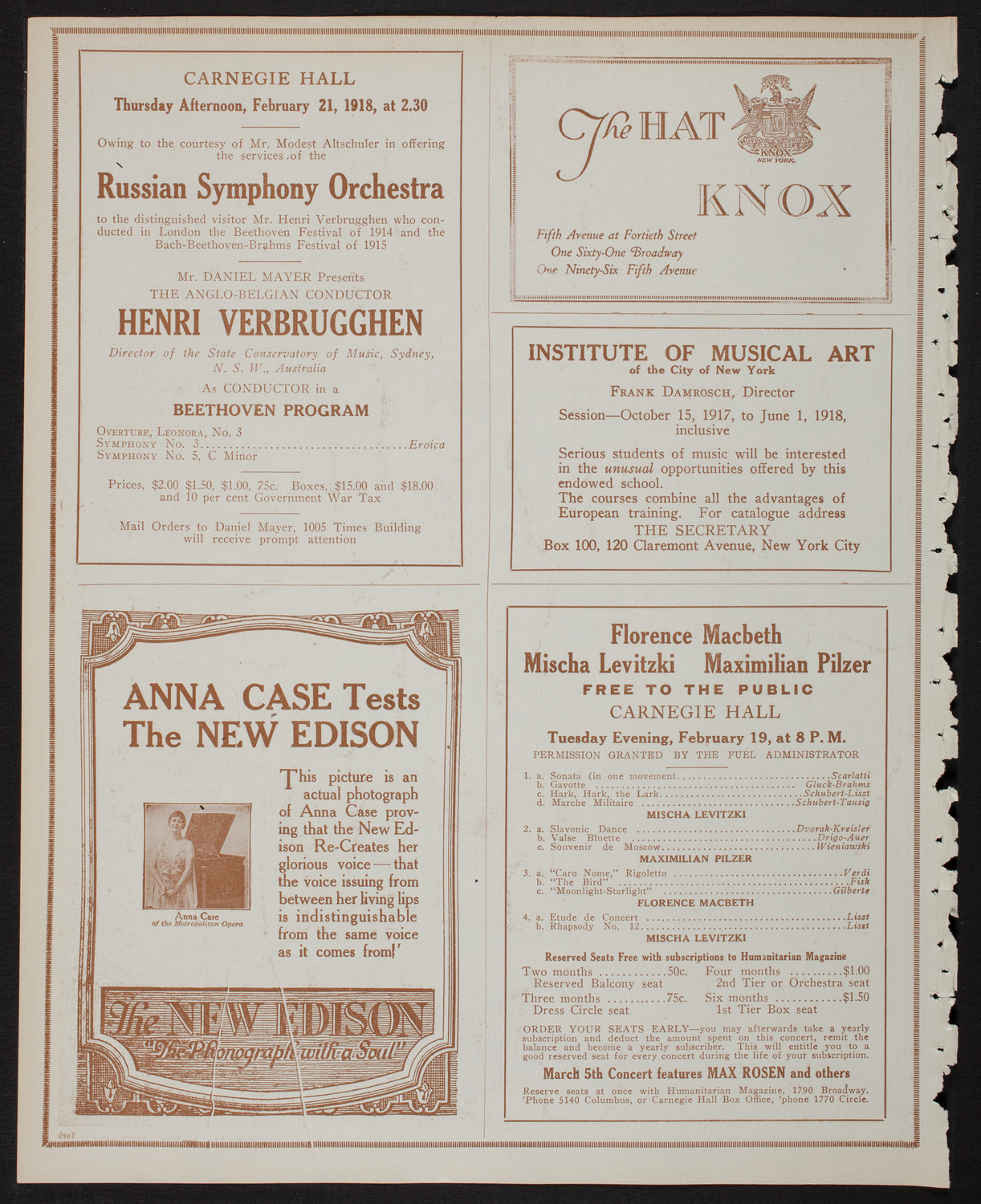 Paulist Choristers, February 11, 1918, program page 2