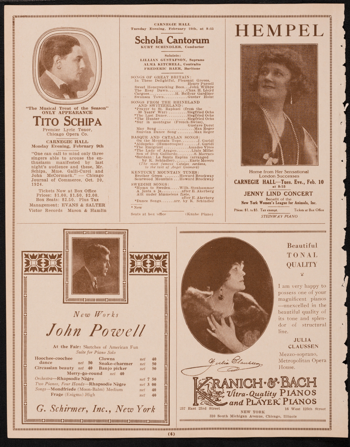 Concert and Benefit for Odd Fellows' Orphan Asylum, February 1, 1925, program page 6