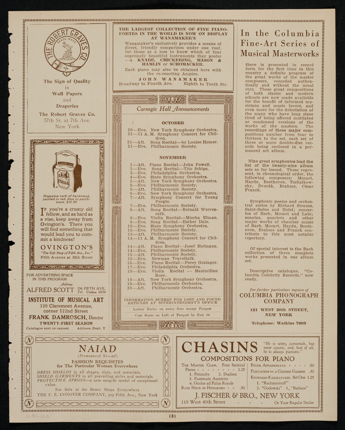 New York Philharmonic, October 30, 1925, program page 3
