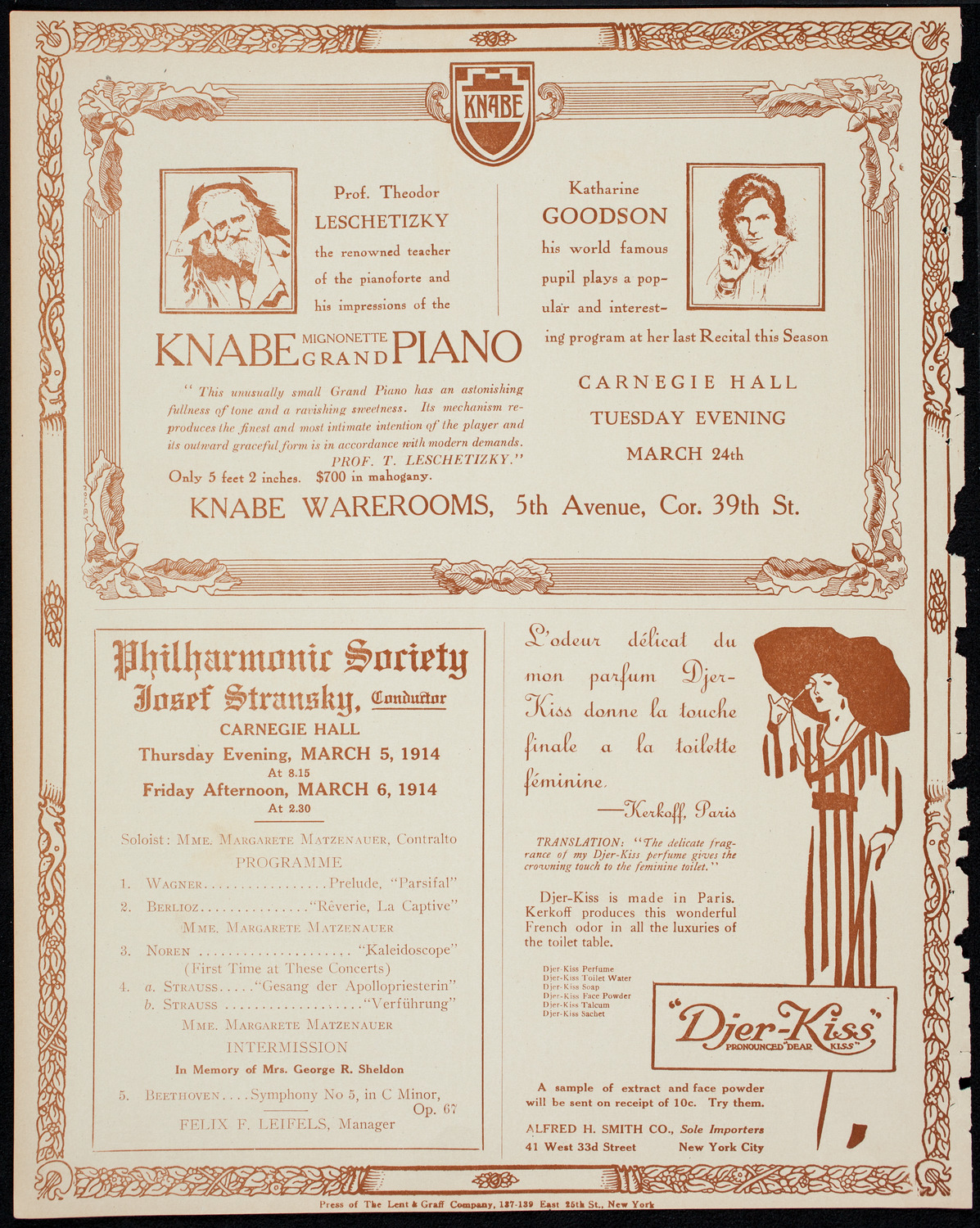 New York Philharmonic, March 1, 1914, program page 12