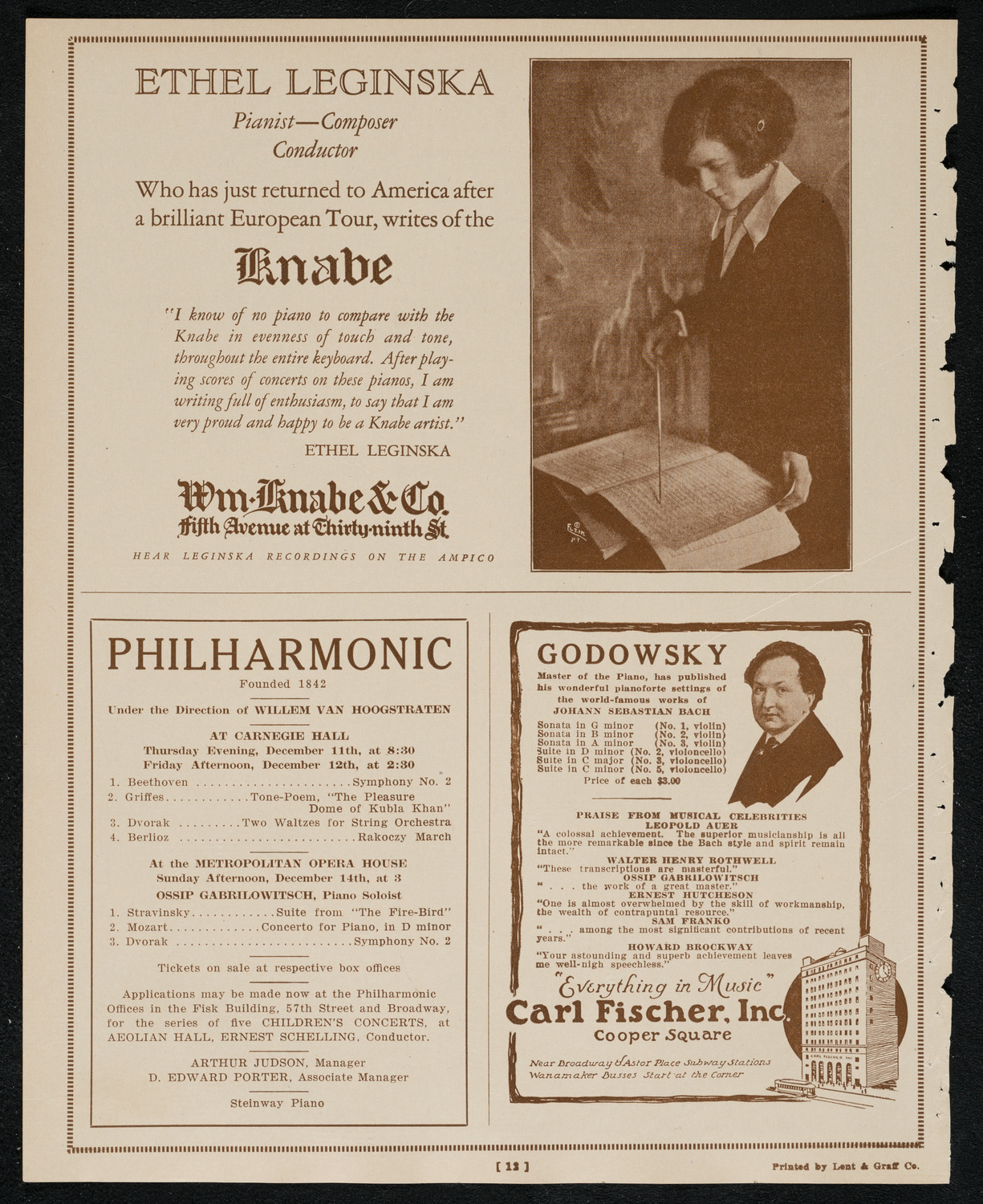 New York Philharmonic, December 7, 1924, program page 12