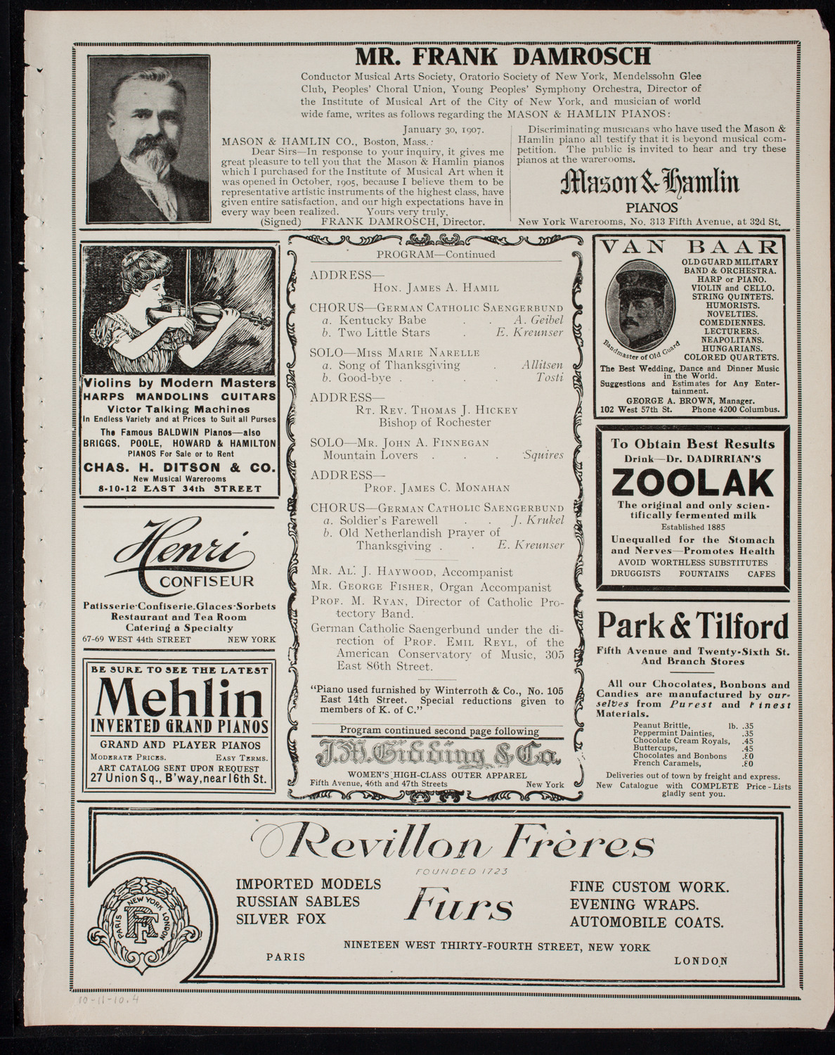 Columbus Day Celebration, October 11, 1910, program page 7