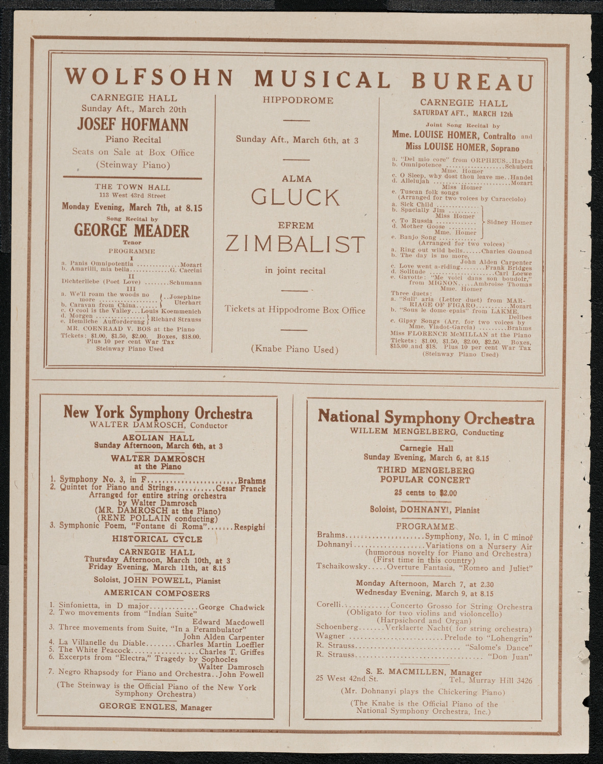 New York Philharmonic, March 5, 1921, program page 8