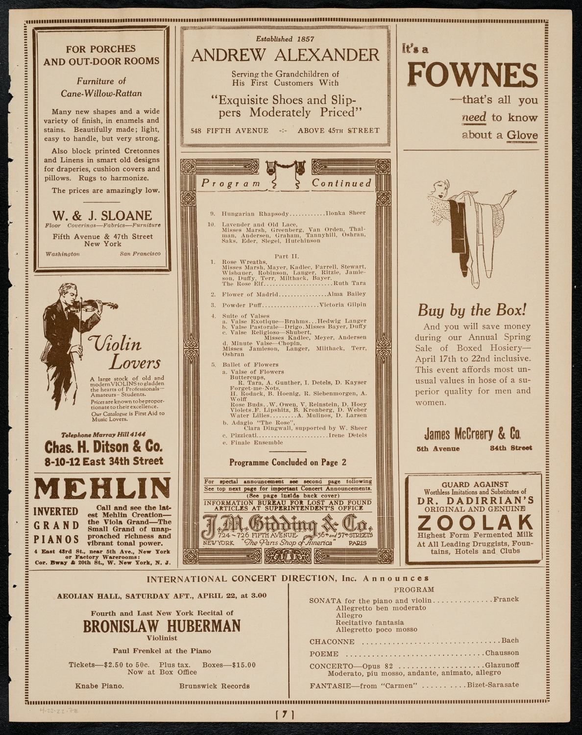 Vestoff-Serova School of Dancing, April 22, 1922, program page 7