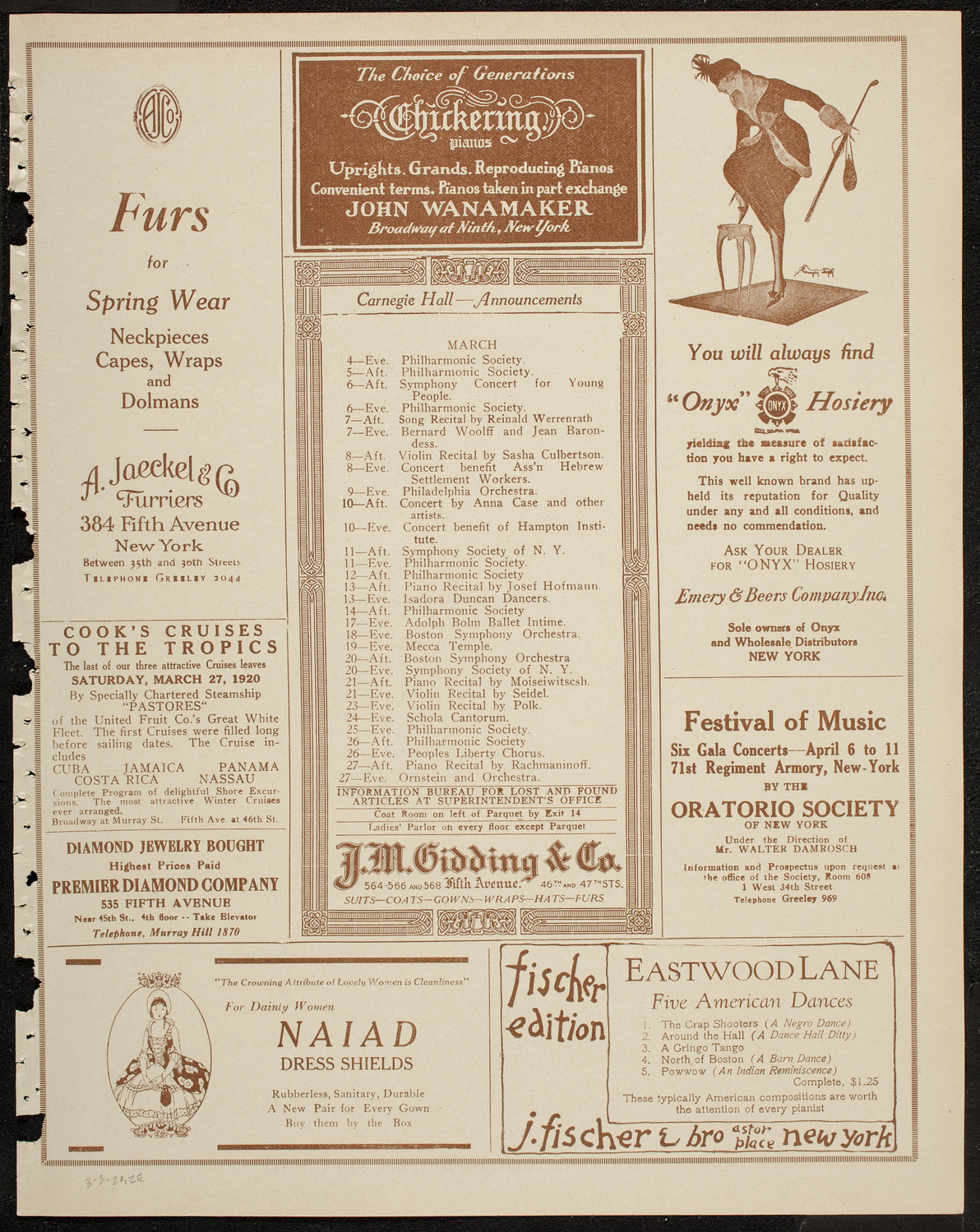 Evening Mail Save-A-Home Fund Concert:, March 3, 1920, program page 3