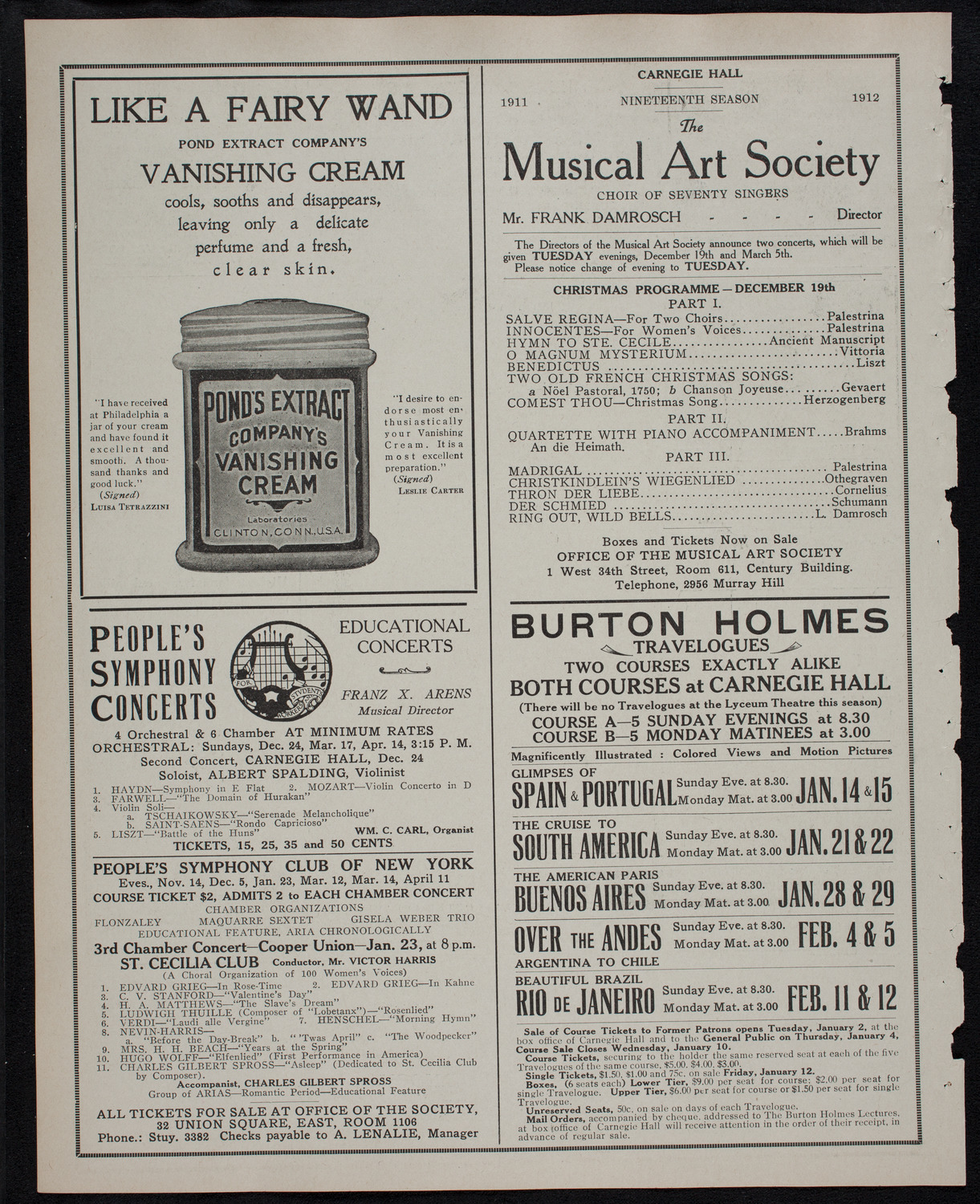 Harold Bauer, Piano, December 12, 1911, program page 8