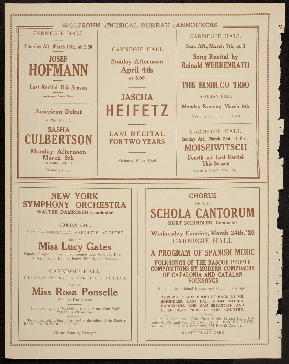 New York Philharmonic, March 5, 1920, program page 8