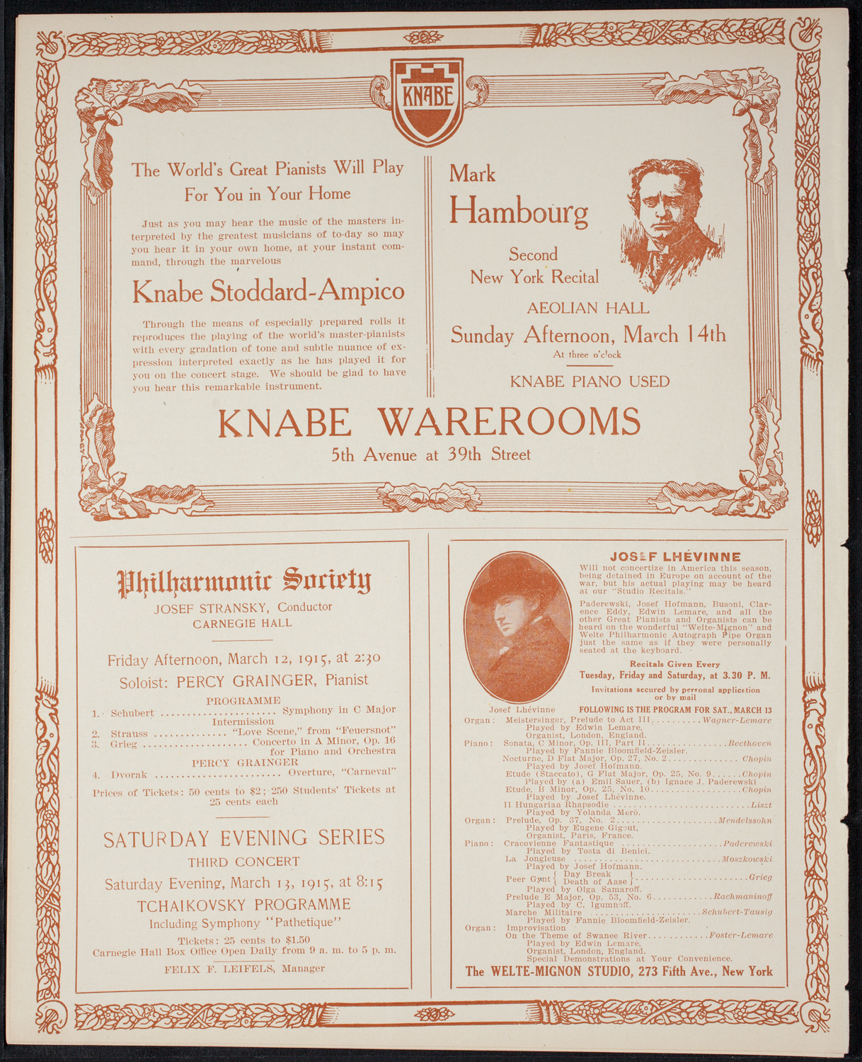 New York Symphony Orchestra, March 9, 1915, program page 12