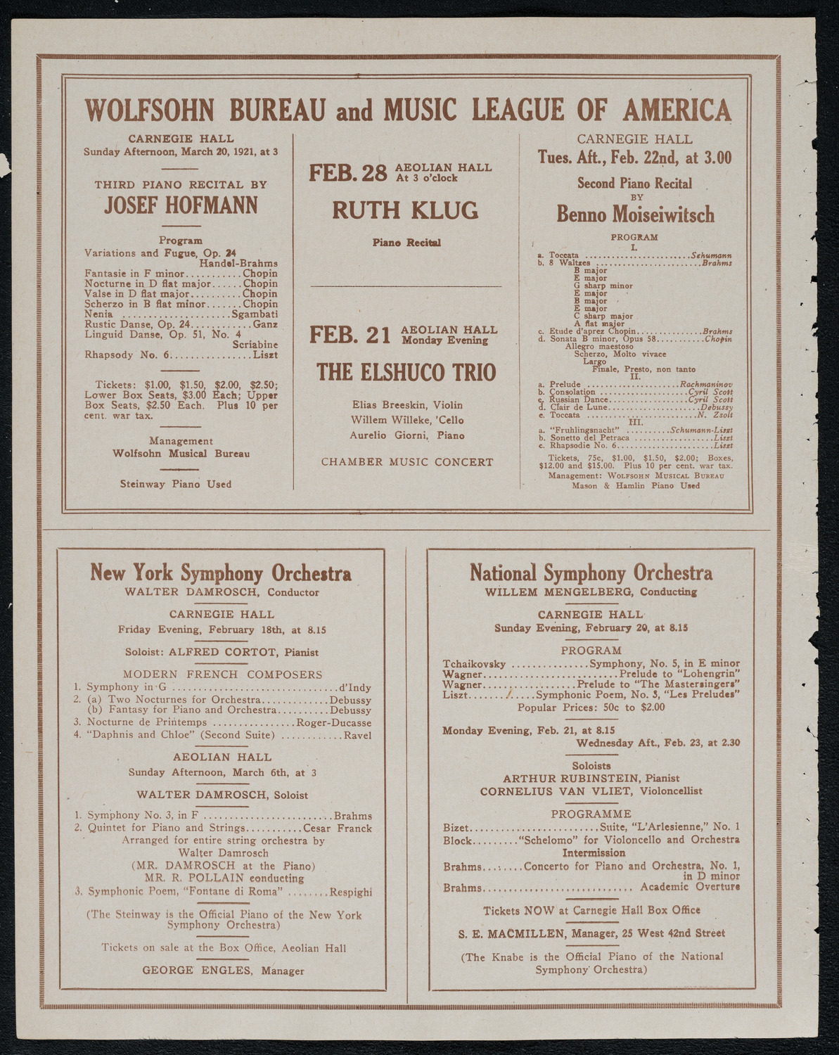 New York Symphony Orchestra, February 17, 1921, program page 8