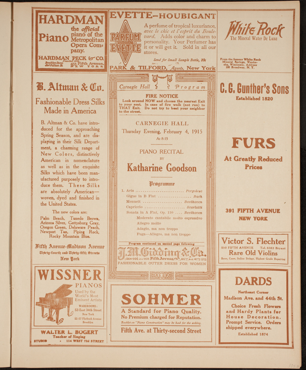 Katharine Goodson, Piano, February 4, 1915, program page 5