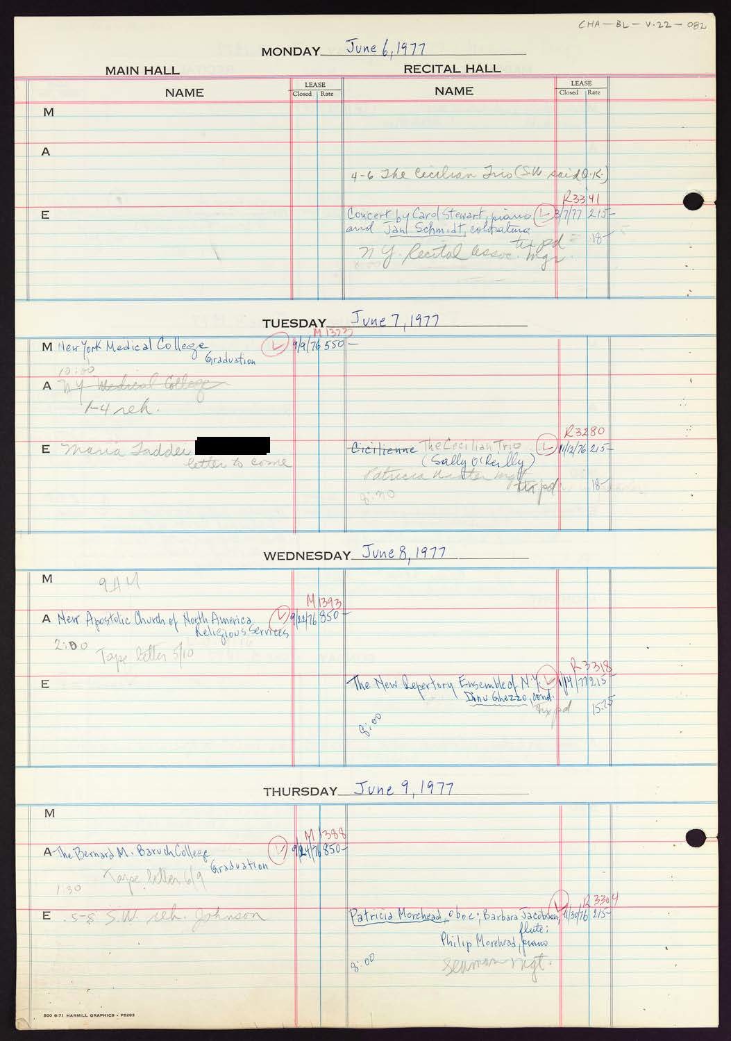 Carnegie Hall Booking Ledger, volume 22, page 82