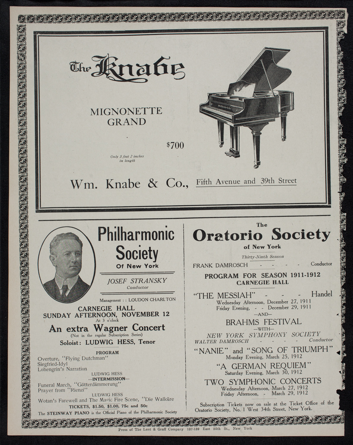 Boston Symphony Orchestra, November 9, 1911, program page 12