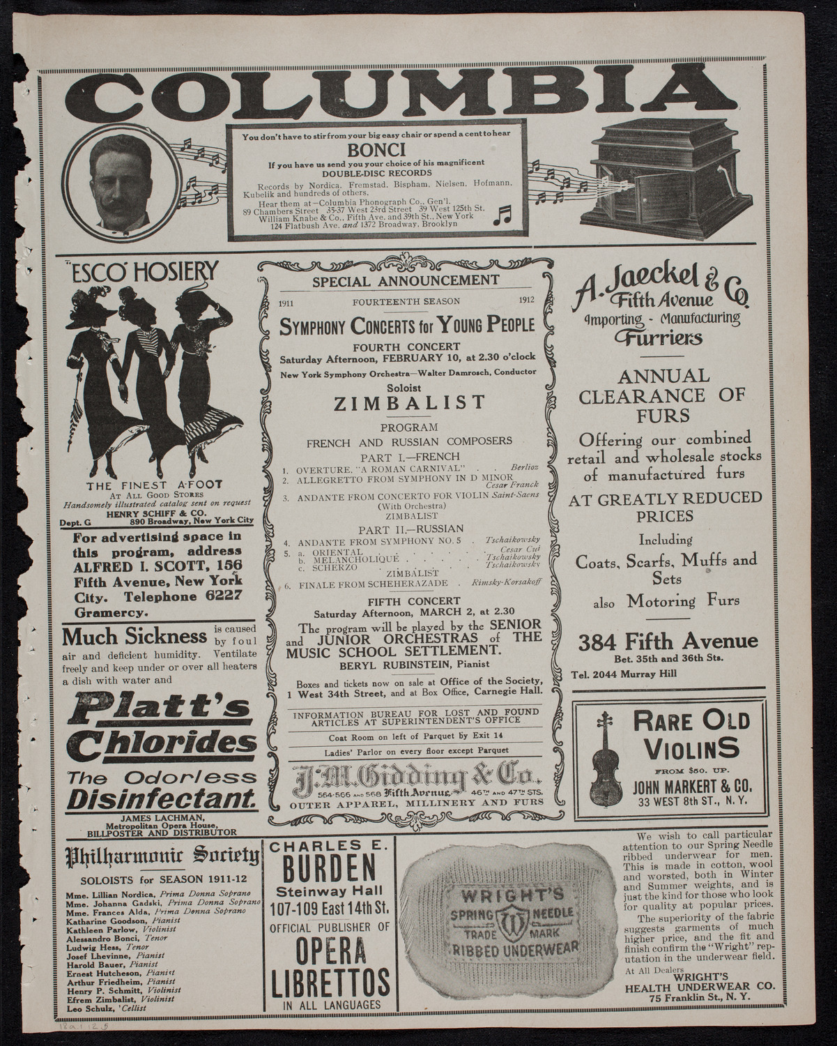 Oscar Seagle, Tenor, January 18, 1912, program page 9