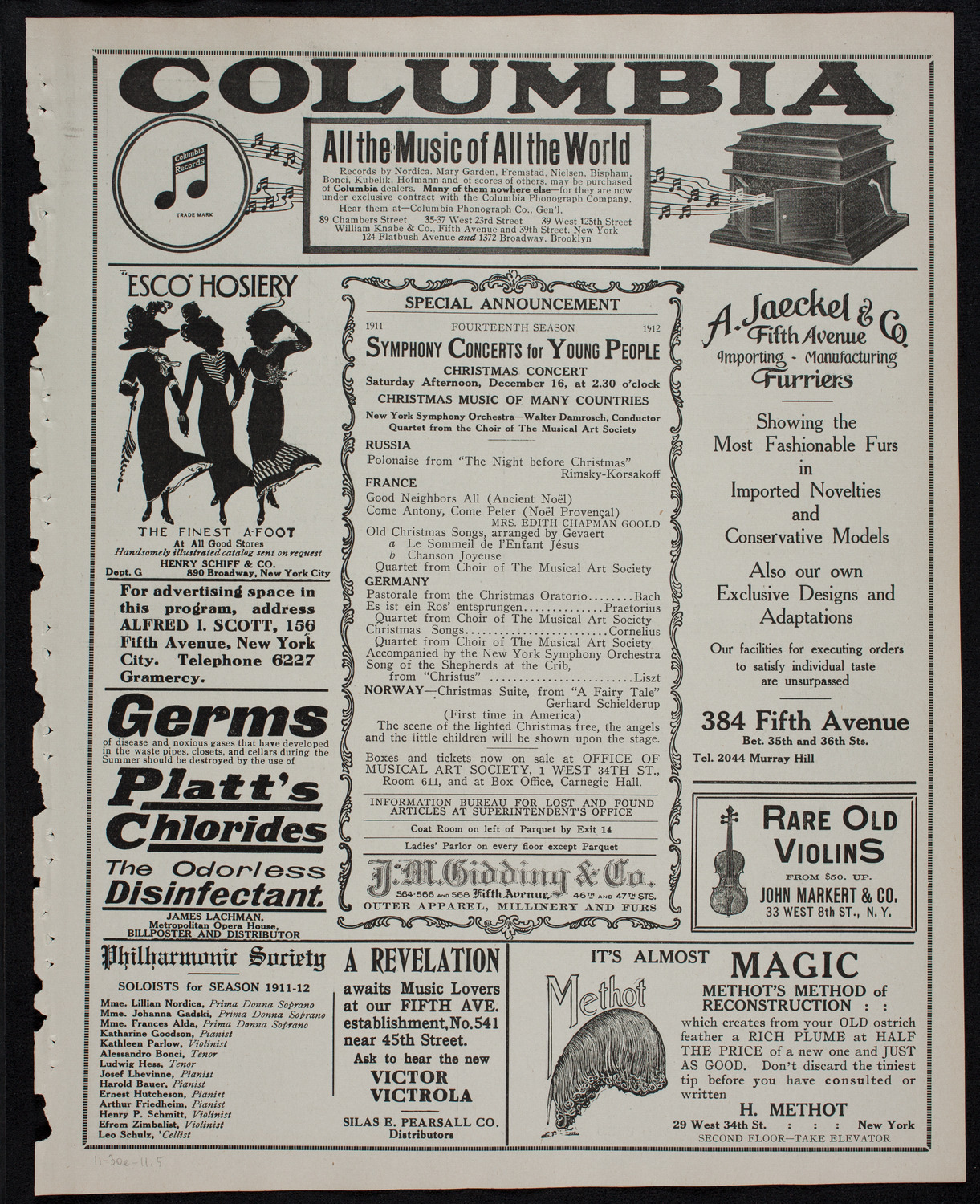 New York Philharmonic, November 30, 1911, program page 9