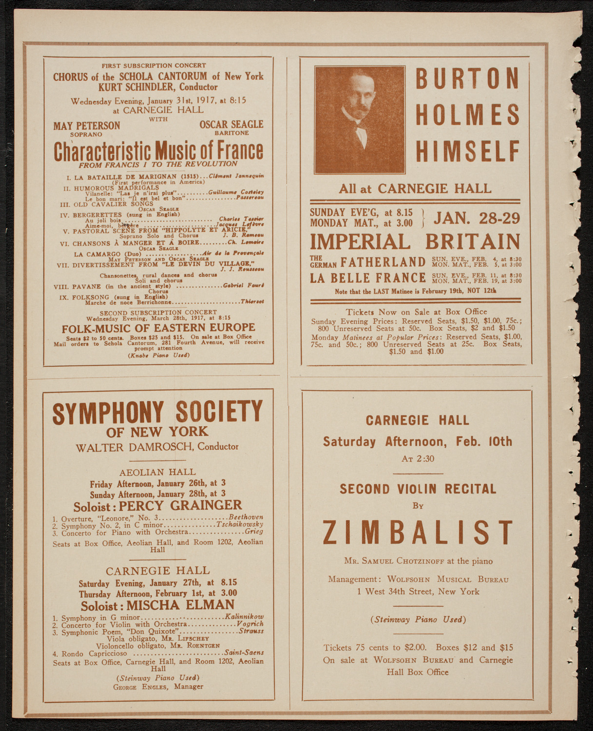 New York Philharmonic, January 25, 1917, program page 8