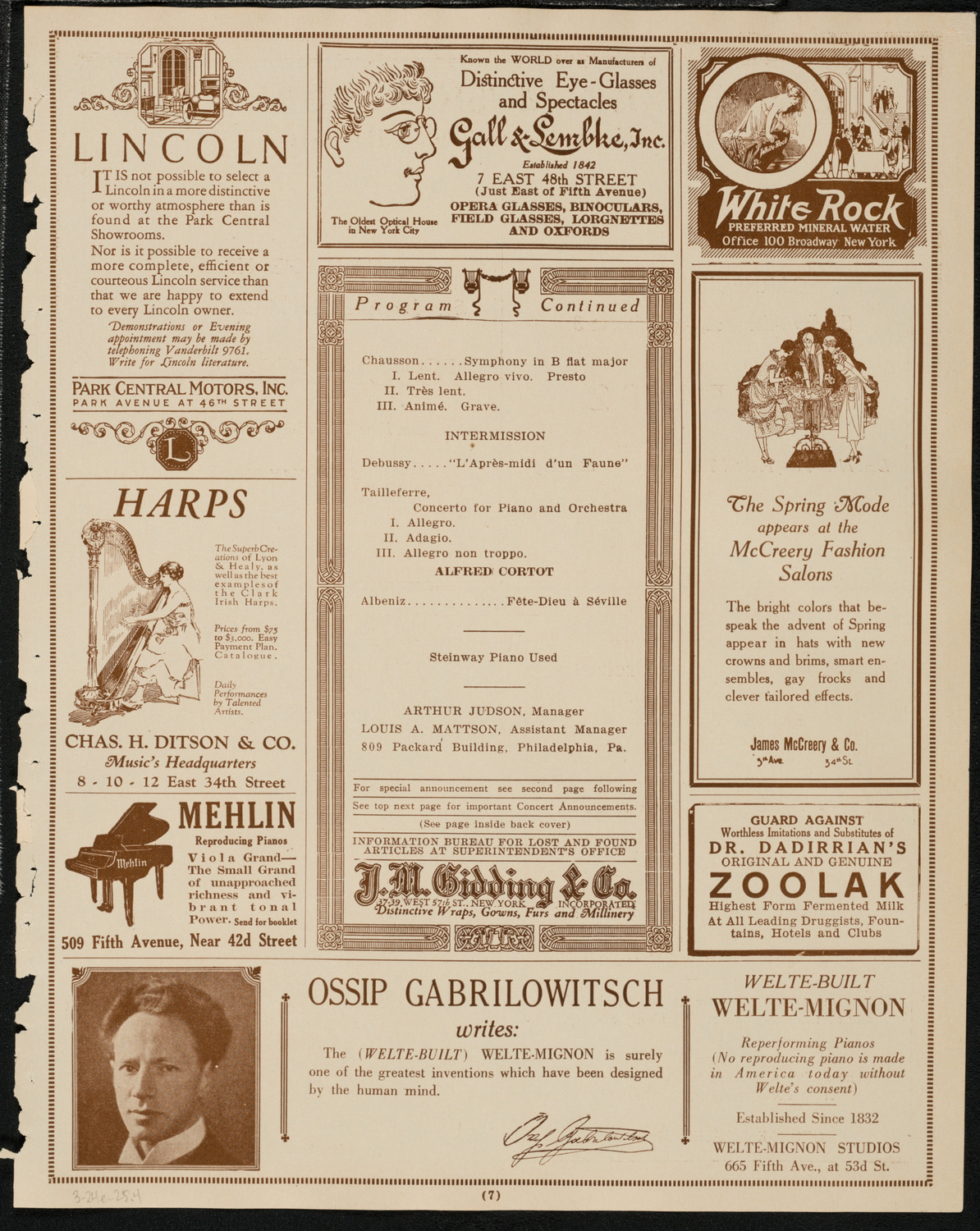 Philadelphia Orchestra, March 24, 1925, program page 7