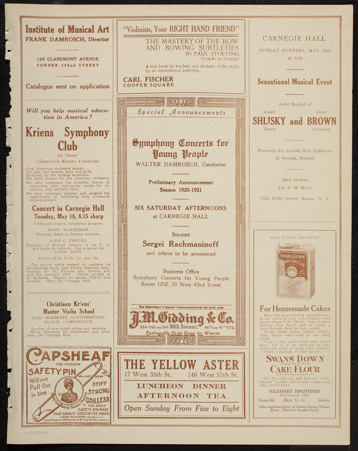 Isadora Duncan Dancers, May 14, 1920, program page 9