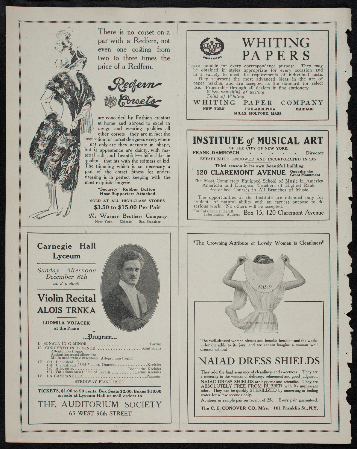Cristeta Goñi, Violin, assisted by the Gwent Male Glee Singers, October 28, 1912, program page 2