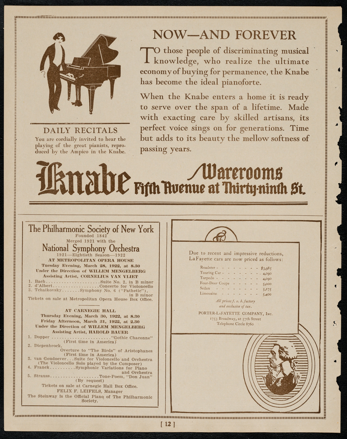 Philadelphia Orchestra, March 28, 1922, program page 12