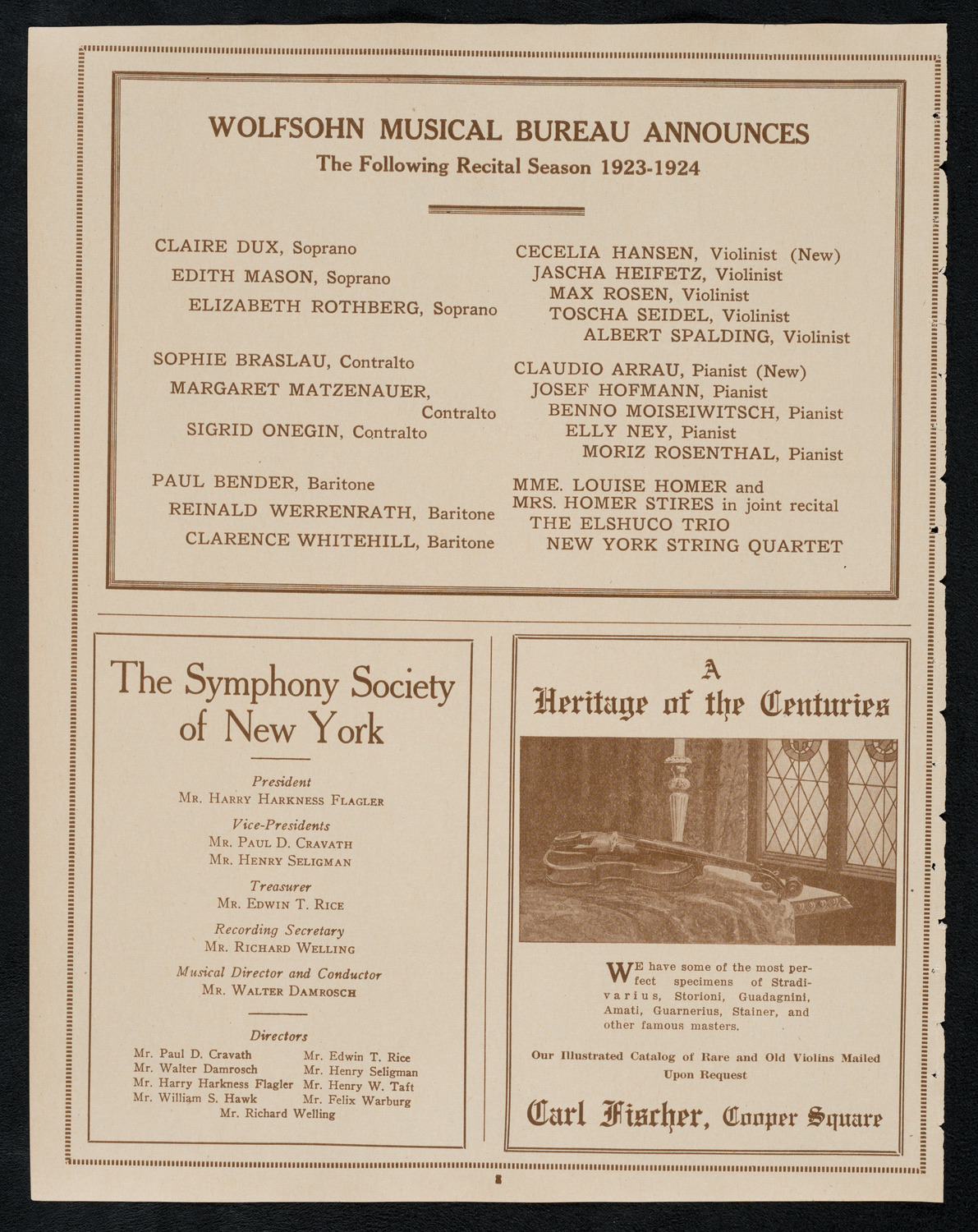 The Full Membership of The Philharmonic Orchestra, April 18, 1923, program page 8