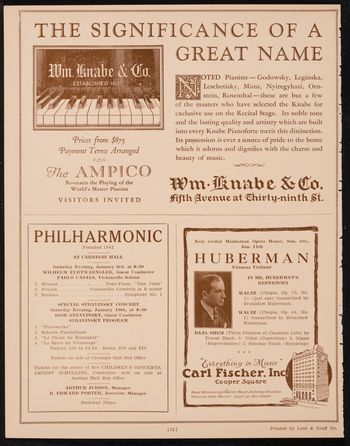 Boston Symphony Orchestra, January 3, 1925, program page 12