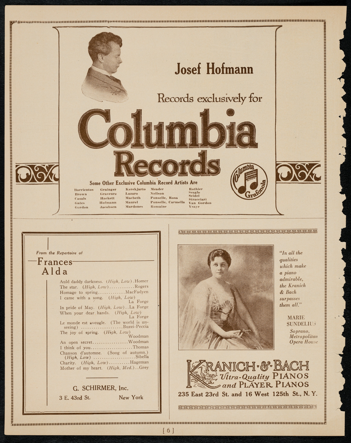 Frances Alda, Soprano, January 31, 1922, program page 6