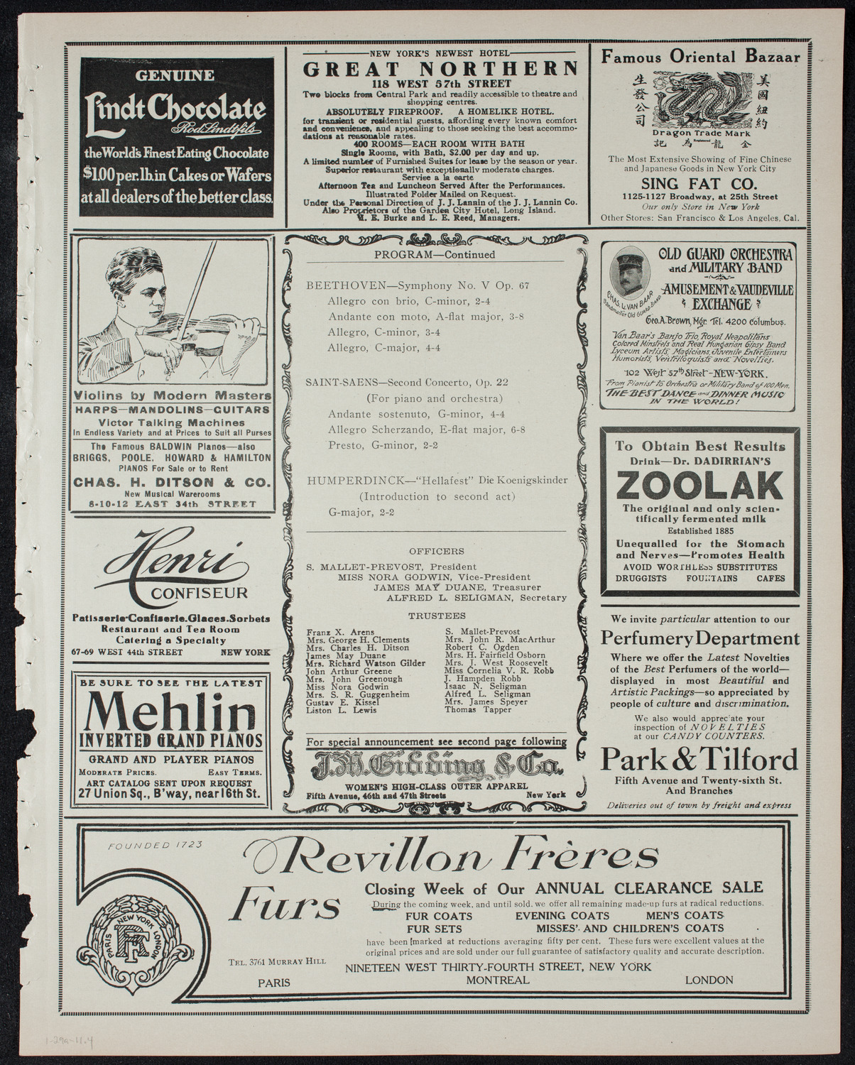 People's Symphony Concert, January 29, 1911, program page 7
