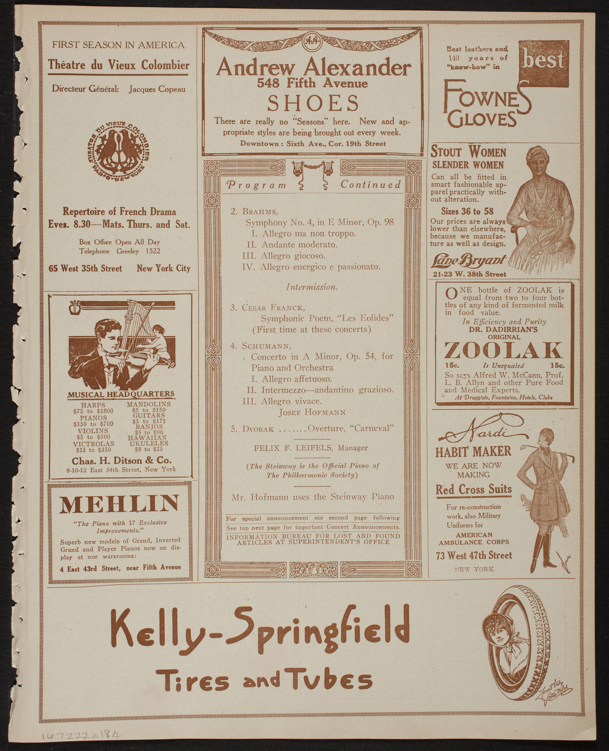 New York Philharmonic, February 22, 1918, program page 7