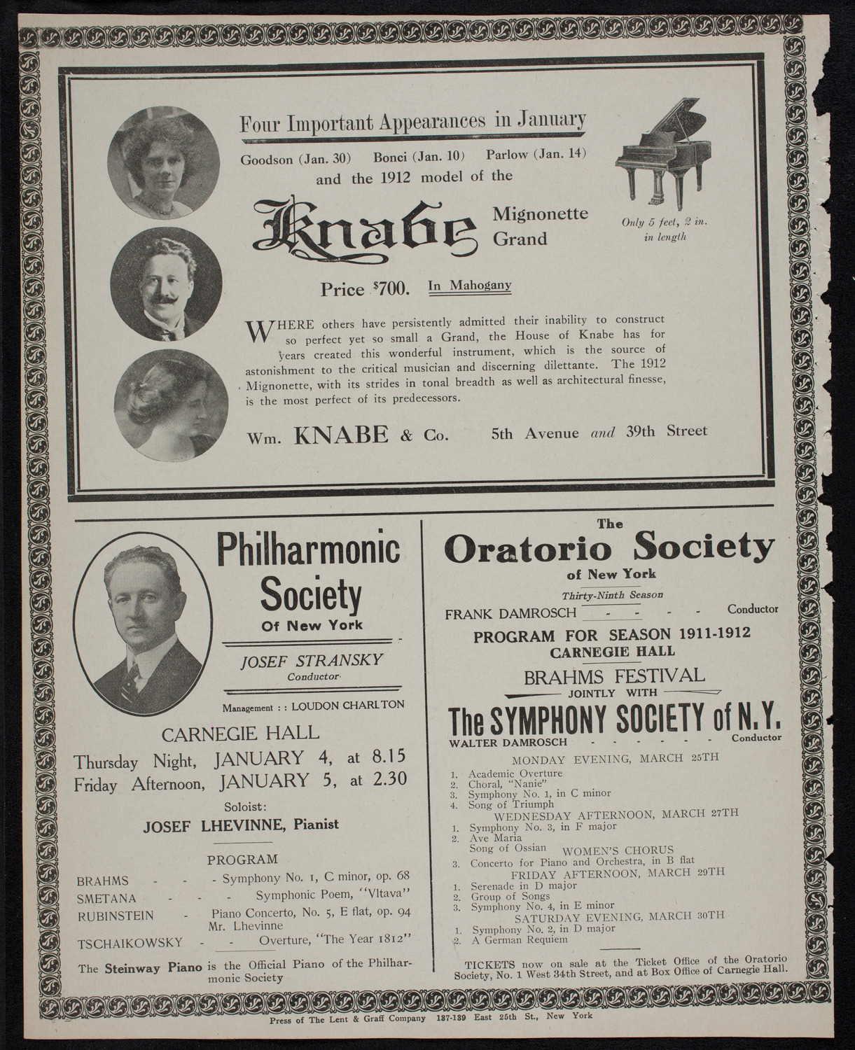 New York Philharmonic, December 28, 1911, program page 12