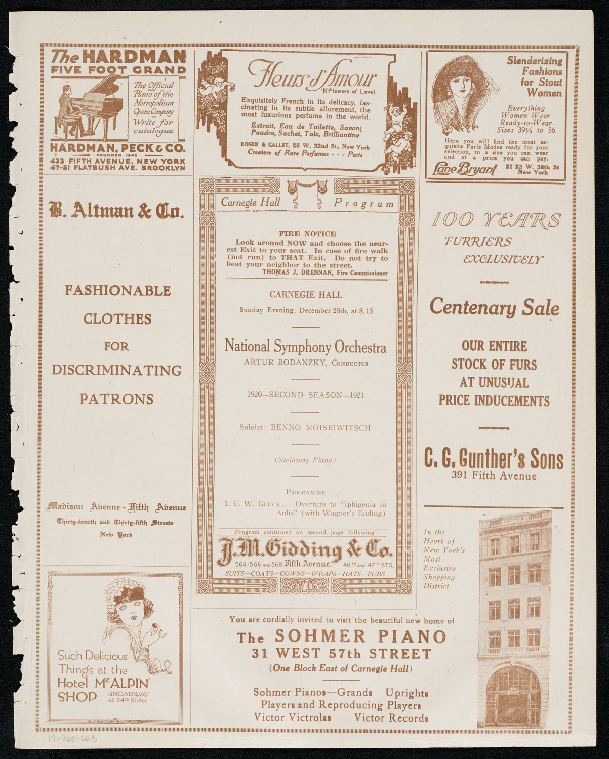 National Symphony Orchestra, December 26, 1920, program page 5