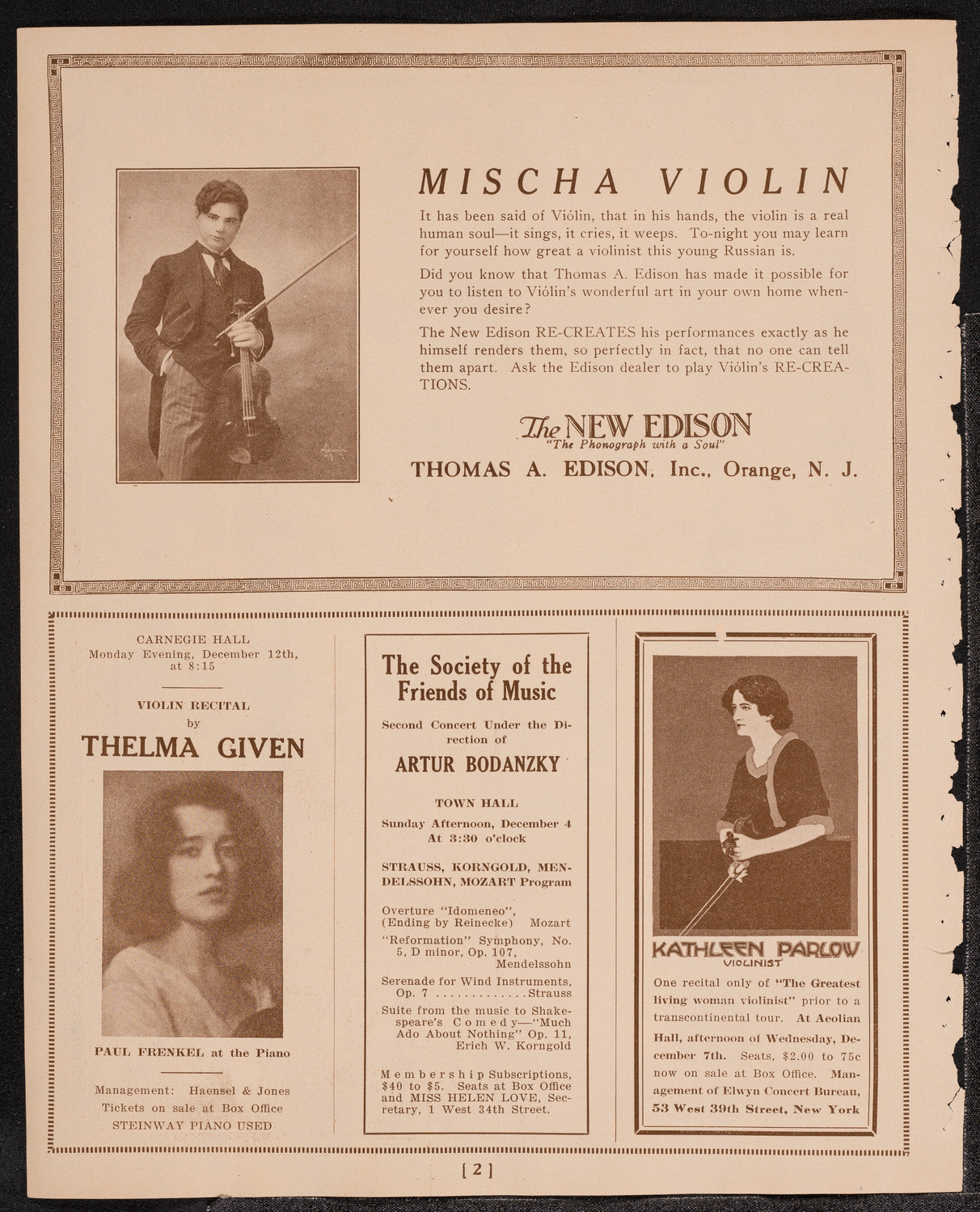 Mecca Temple of New York: Ancient Arabic Order of the Nobles of the Mystic Shrine, November 30, 1921, program page 2