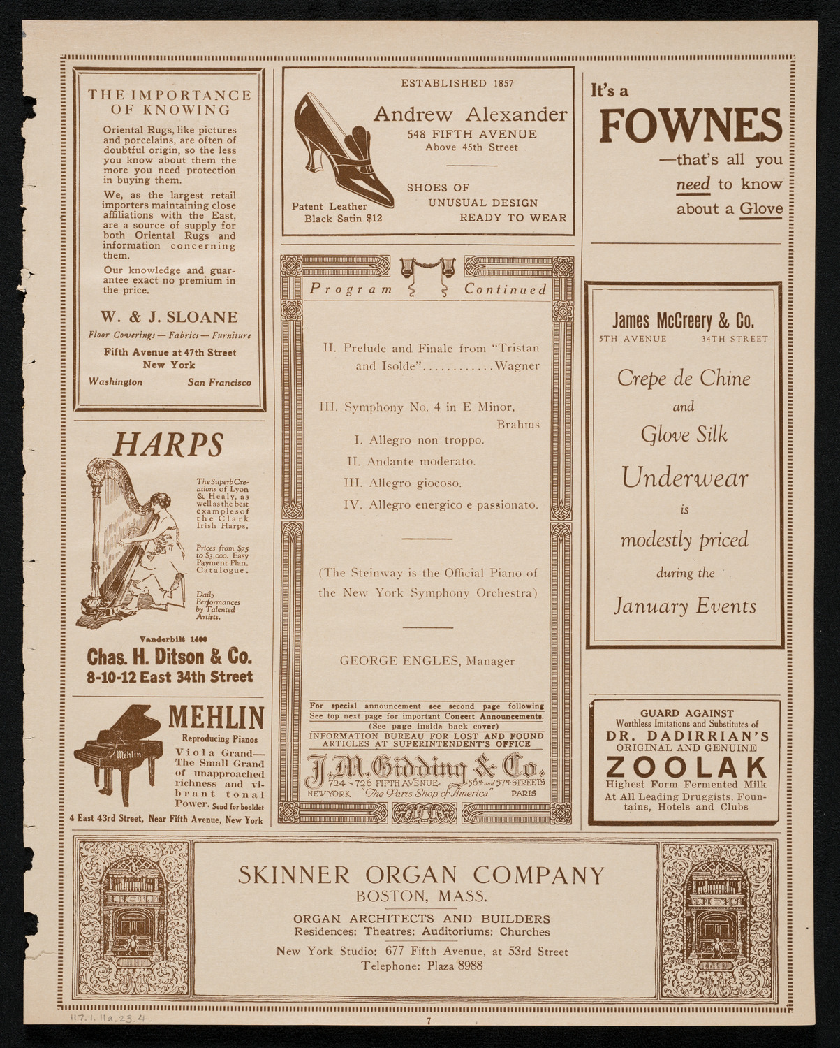 New York Symphony Orchestra, January 11, 1923, program page 7