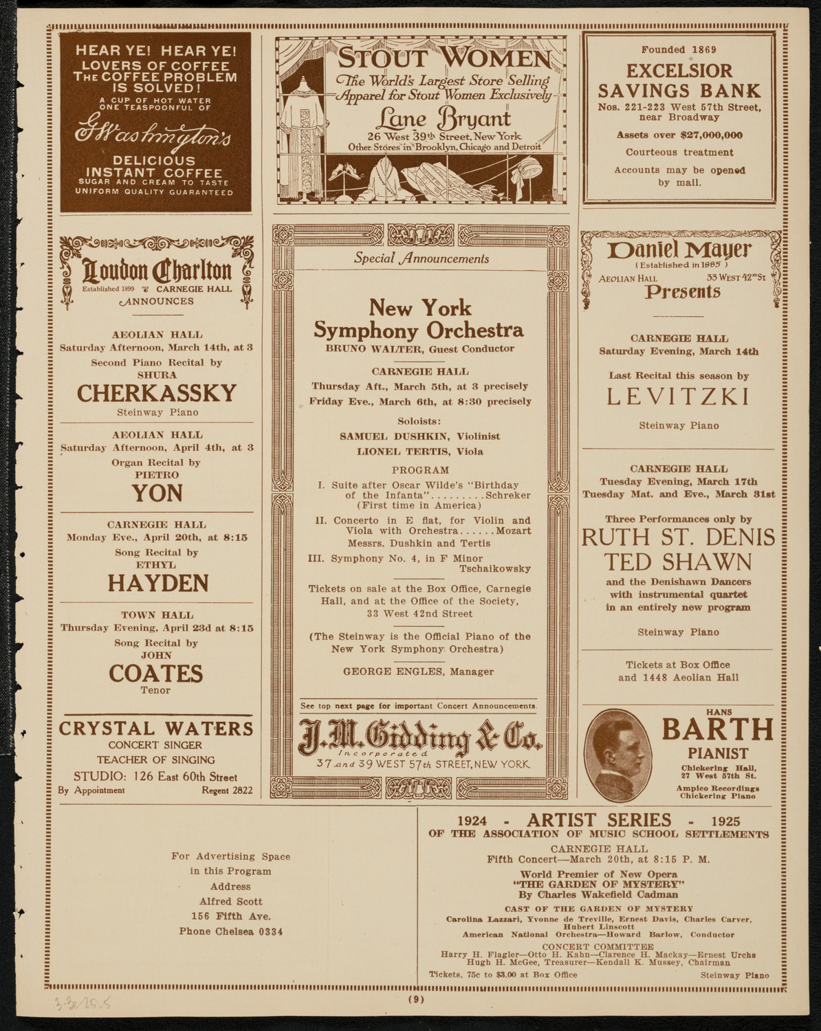 Francis MacMillen, Violin, March 3, 1925, program page 9