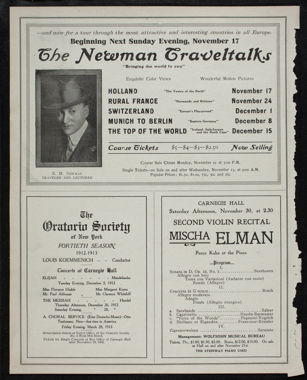 Elmendorf Lecture: Yellowstone Park, November 10, 1912, program page 10