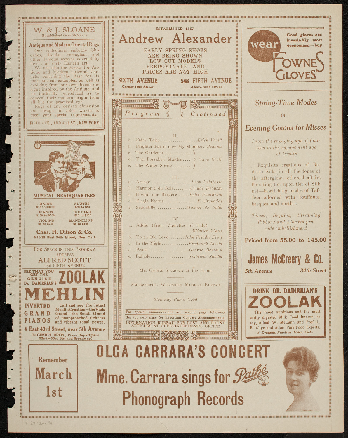 Mabel Garrison, Soprano, February 23, 1920, program page 7